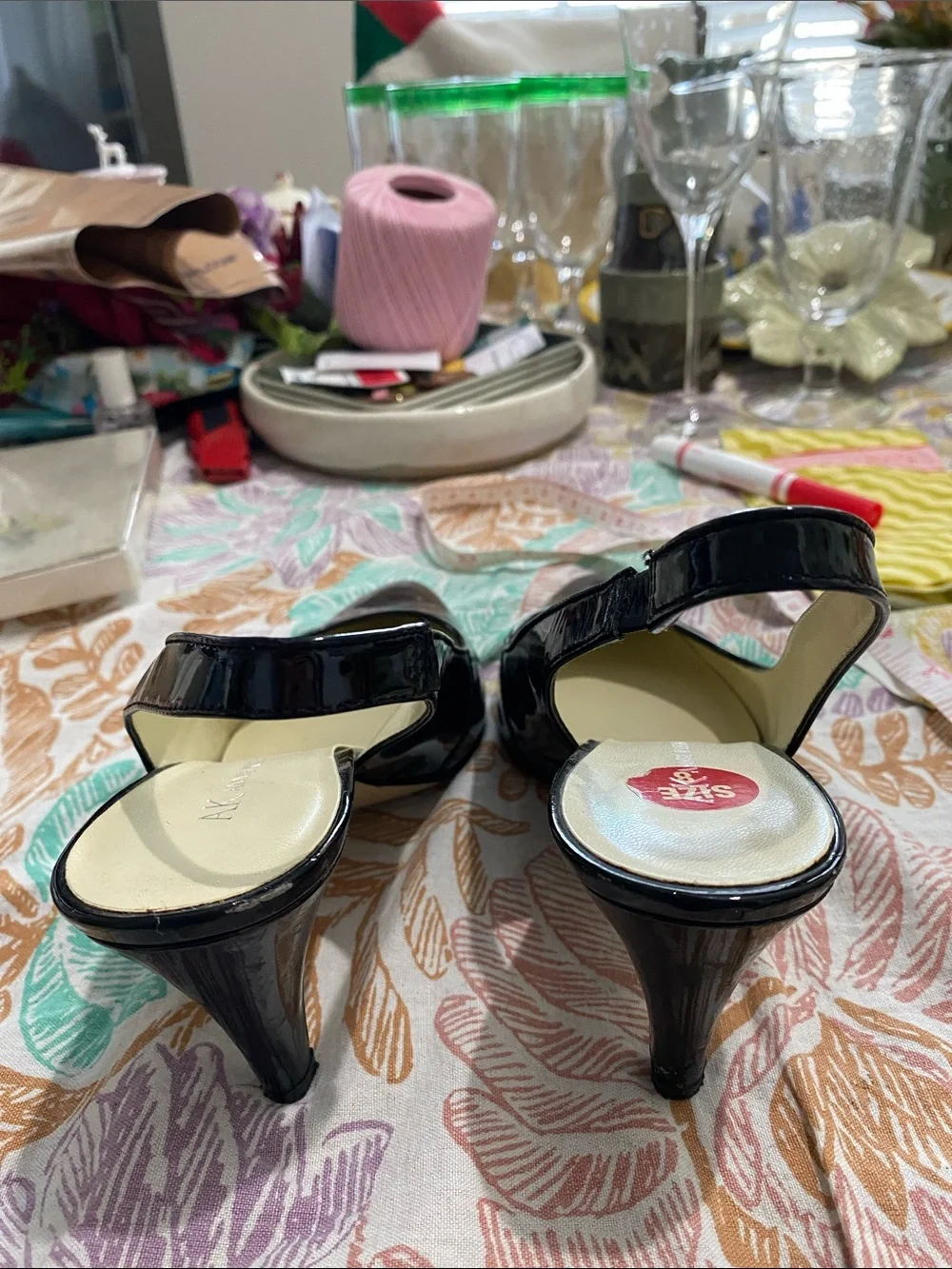 Real Patent Leather Slingback Heels. Size 8. Worn once. Leathe insole and bottom